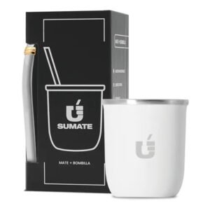 Mate Termico Sumate Acero Inoxidable Mas Bombilla Premium Color Viajero Blanco