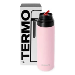 Termo Sumate 1 Litro Acero Inoxidable Con Manija rosa